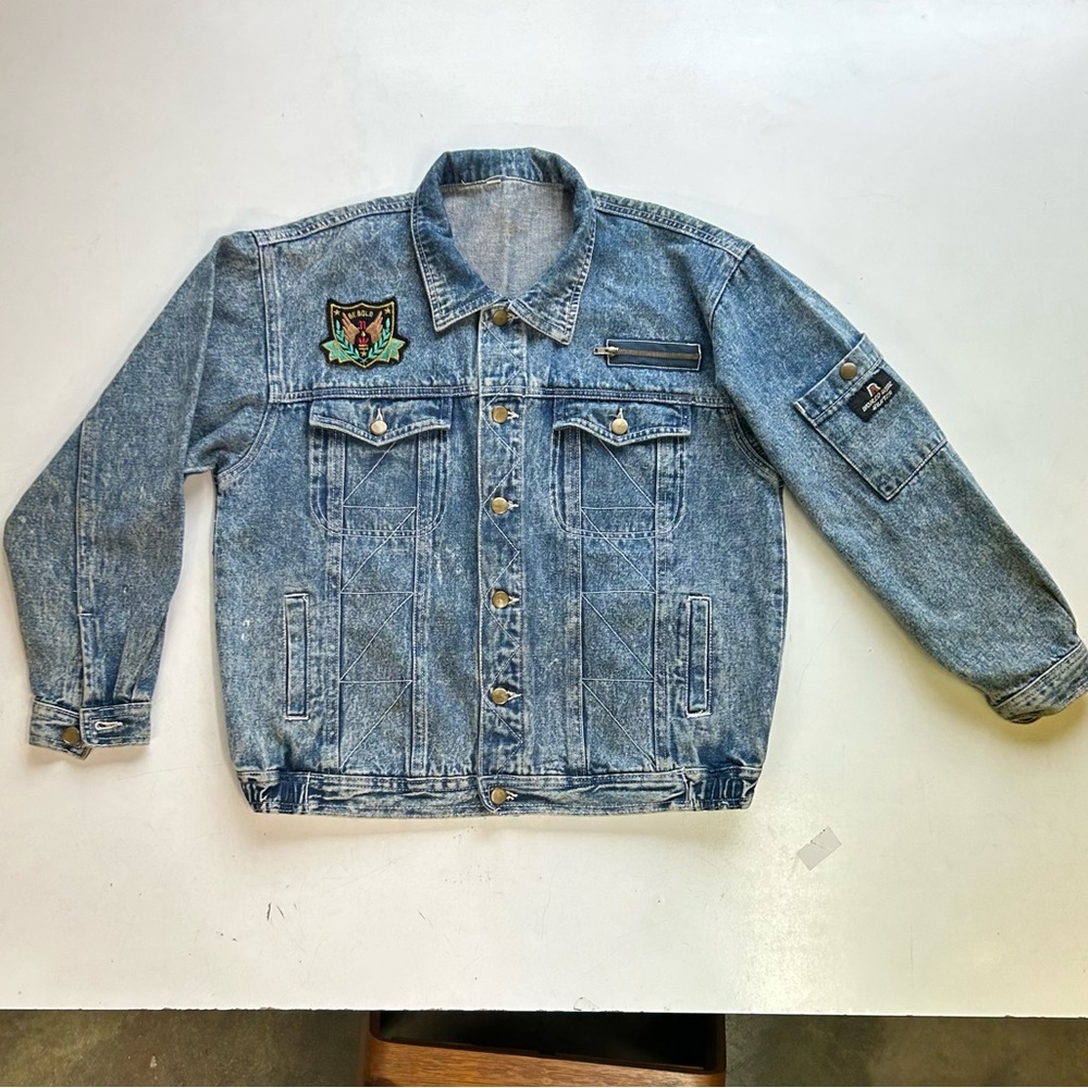 Vintage 80s stonewashed denim jacket, 100% cotton, used good condition